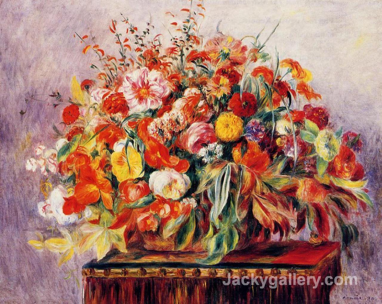 Basket of Flowers by Renoir by Pierre Auguste Renoir paintings reproduction